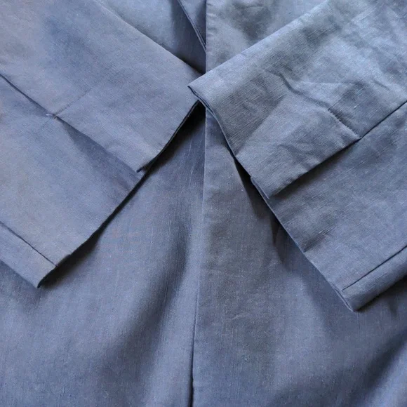 Eileen Fisher Linen Blend Open Front High Collar Coat in Midnight Blue Size M - Picture 7 of 9